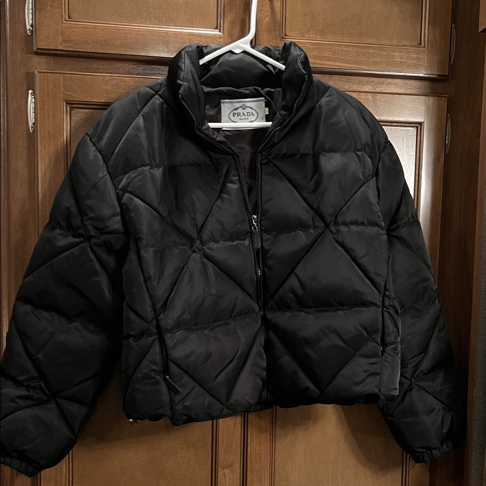 Prada Black Quilted Cropped Puffer Jacket